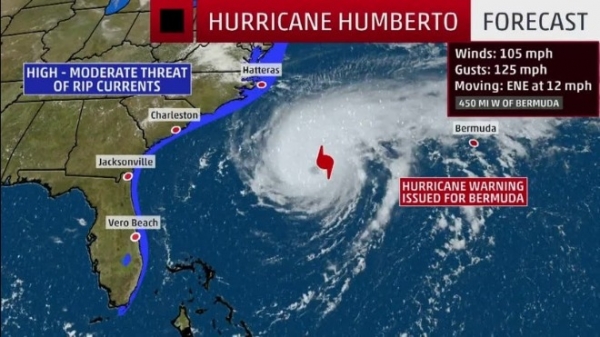 Ураган «Умберто» стал штормом 3 категории и направился на Бермудские острова