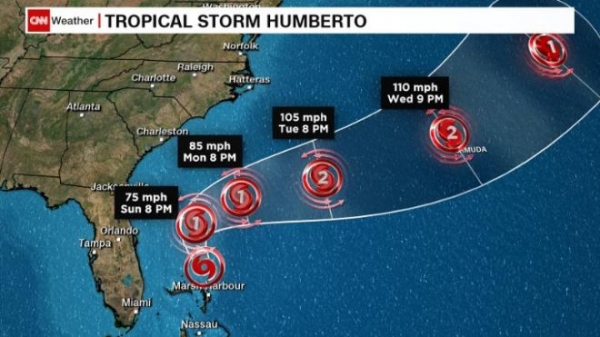 Тропический шторм «Умберто» обрушился на Багамы дождем и ветром